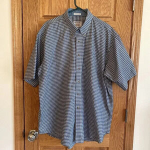 SAVANE Shirt Mens XXL Stretch Blue Plaid Button Up Office Dress Casual